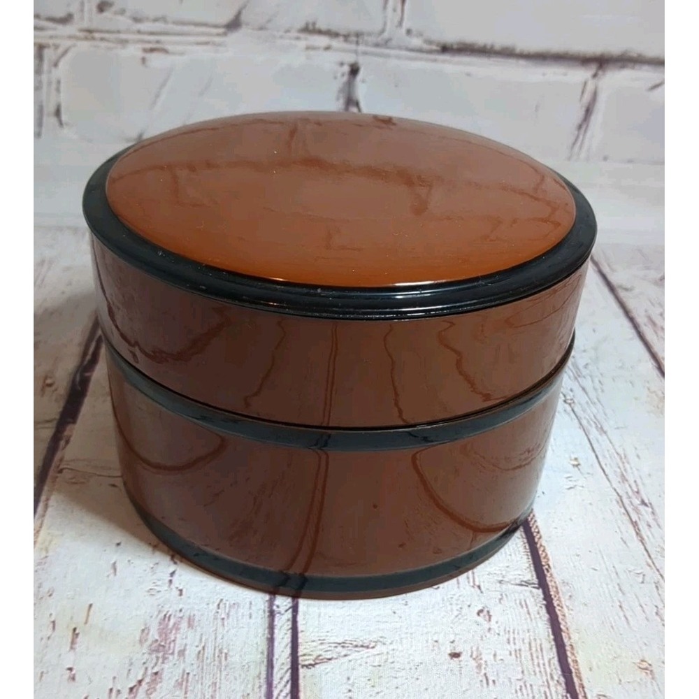 Japanese Stacking Vanity Trinket Box Unpainted Plastic‎ Laquerware Simple